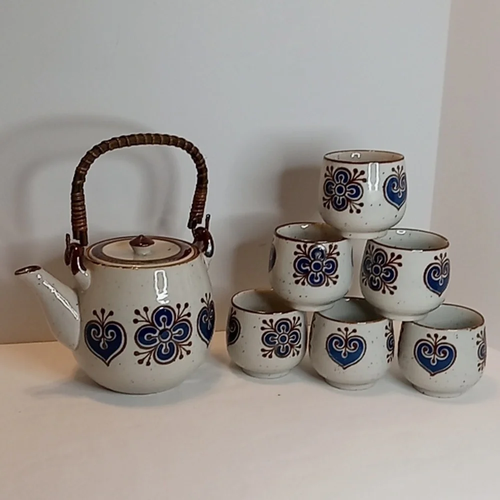 Cottagecore Vintage Handcrafted Otagiri Original Japanese Teapot With Six Cups